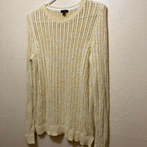 Talbots Women's Pale Yellow Chunky Knit Long Sleeve Sweater Size Medium Petite